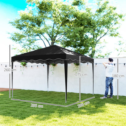 Outsunny 3 x 3cm Adjustable Height Pop-Up Gazebo, with Bag - Black