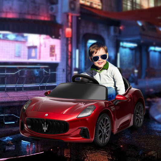 AIYAPLAY 12V Maserati Gran Turismo Folgore Licesed Dziecięcy Samochód Elektryczny Z Pilotem, Miękki Start, Bordowy