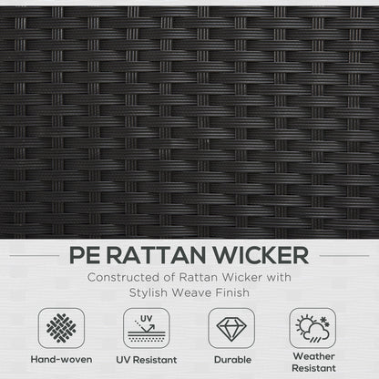 Outsunny 4-Seater Rattan Sofa Set Garden Rattan Furniture Wicker Steel Chair Seat Furniture Patio Rattan Garden Sofa Black