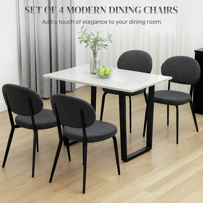HOMCOM Set of Four Boucle Dining Chairs - Black