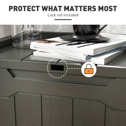 HOMCOM 107 L Plastic Storage Chest with Lid - Charcoal Grey