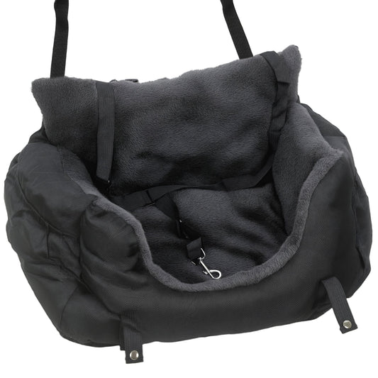 PawHut Dog Car Seat for Small Dogs with Fixed Buckle, Safety Leash, Washable Cover, 58 x 45 x 28 cm, Black