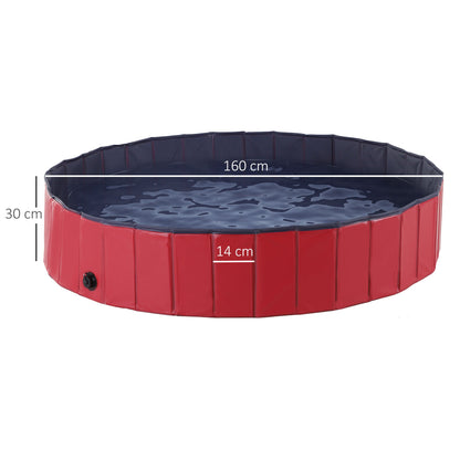 Pawhut 160 x 30H cm Pet Swimming Pool - Red/Dark Blue PVC