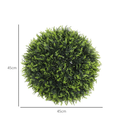 HOMCOM Zestaw 2 sztucznych roślin Topiary Balls, sztuczne rośliny dekoracyjne z ochroną UV, sztuczne rośliny do dekoracji wnętrz i na zewnątrz, 45 cm, zielony