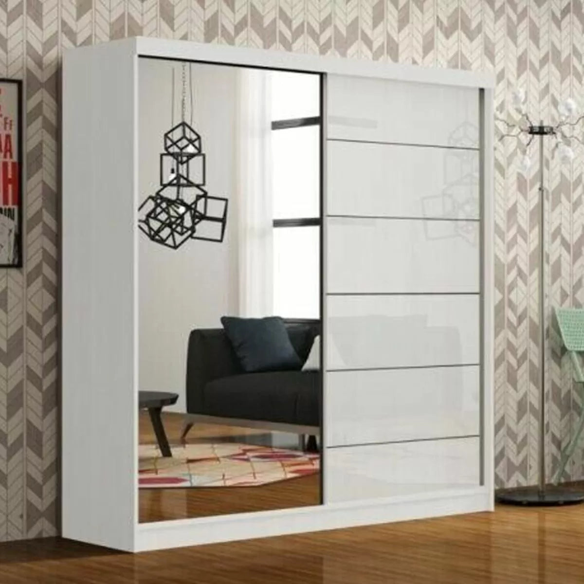 Infinite Grey High Gloss Sliding Door Wardrobe - 150cm and 180cm