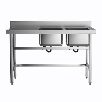 4ft Stainless Steel Kitchen Commercial 3-compartment Sink with Drainboard
