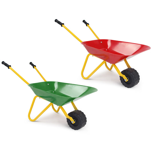 Kids Metal Cart Wheelbarrow Brick Toy Soil Garden Trolley-Green