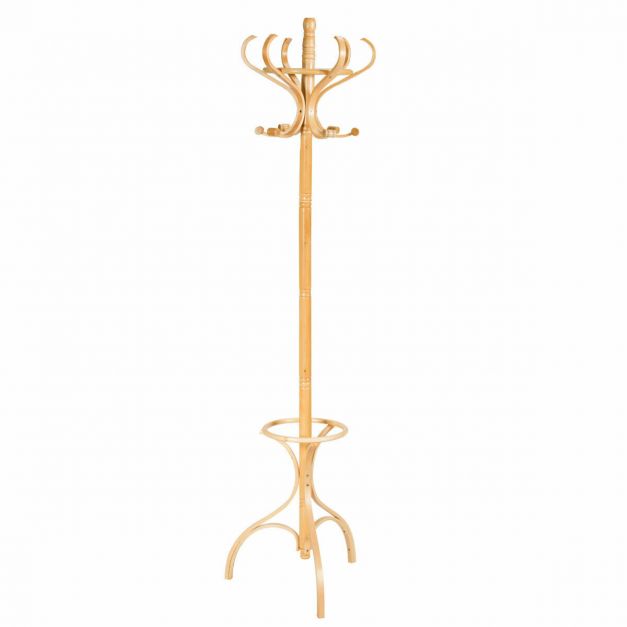 Practical Birch Coat Stand with 360°Rotating Top Tier for Hat &amp; Jacket Oak