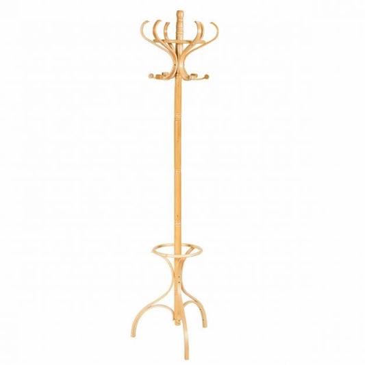 Practical Birch Coat Stand with 360°Rotating Top Tier for Hat &amp; Jacket Oak