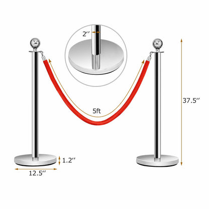 6 Pieces Stanchion Posts Queue Pole