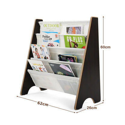 4 Tier Children Bookshelf Magazine Rack Organiser-Coffee