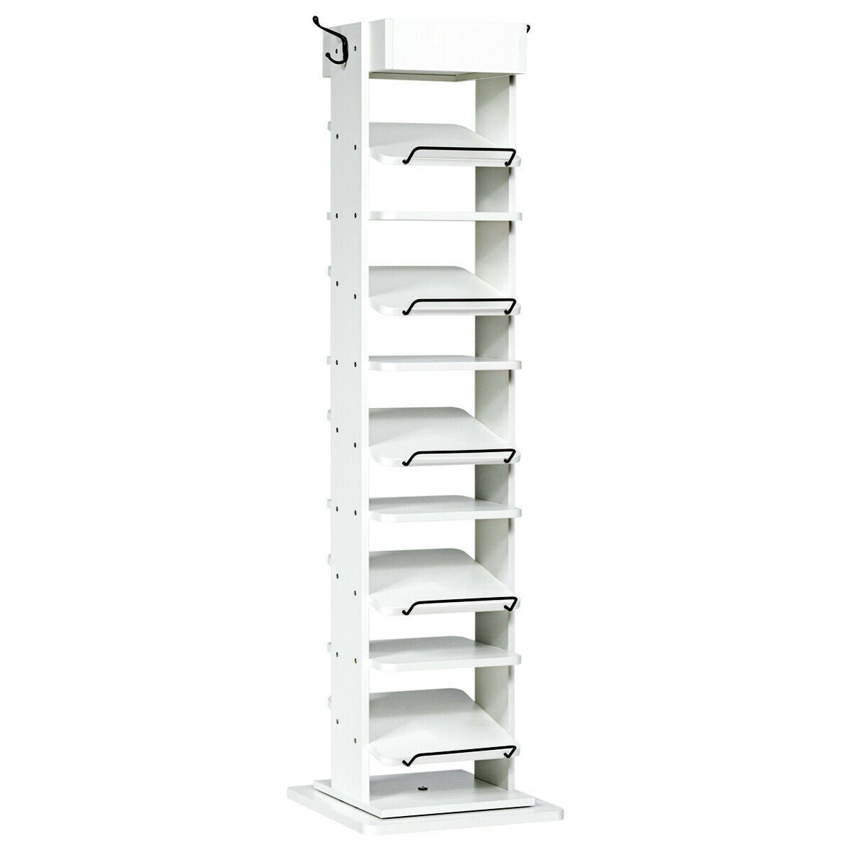 11 Tier 360° Rotating Shoe Organiser with 2 Hooks-White