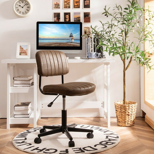 Regulowany, ergonomiczny fotel wypoczynkowy ze skóry PU – brązowy