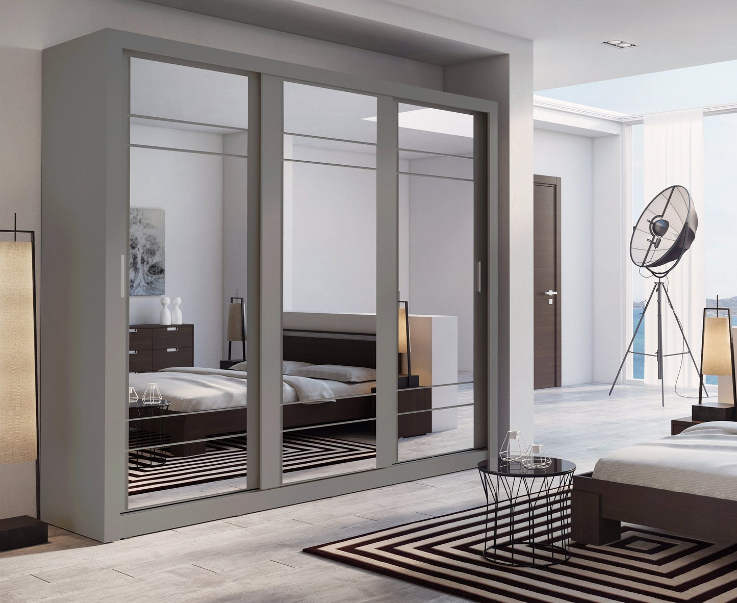 Artimas II Sliding Door Wardrobe 250cm - Grey Matt