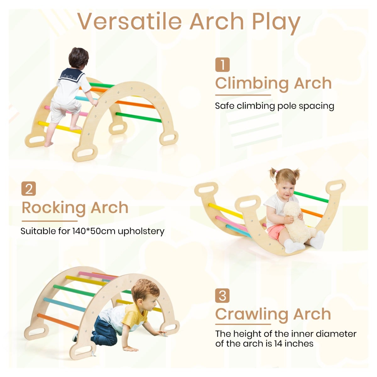 Multi-Functional Montessori Triangle Climbing Toy-Safe Wooden Playset for Toddlers 1+