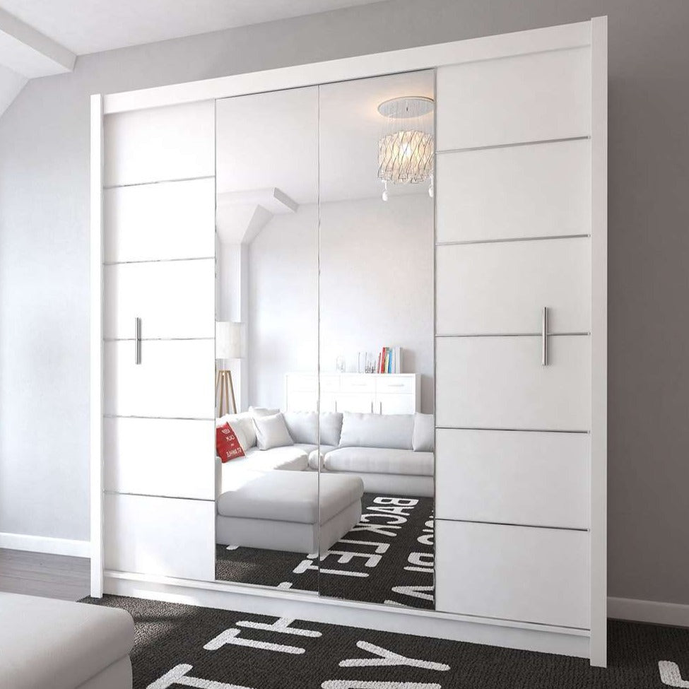 Luzern Sliding Door 203cm Mirror Wardrobe - Black