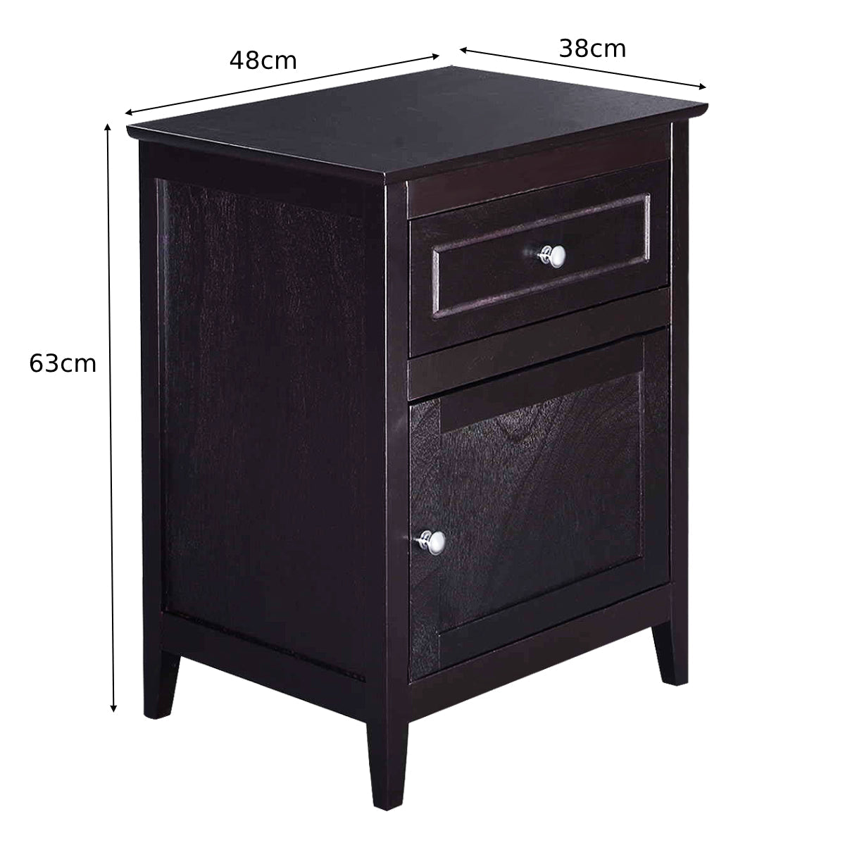 2-Tier Modern Badroom Nightstand with Drawer-Espresso