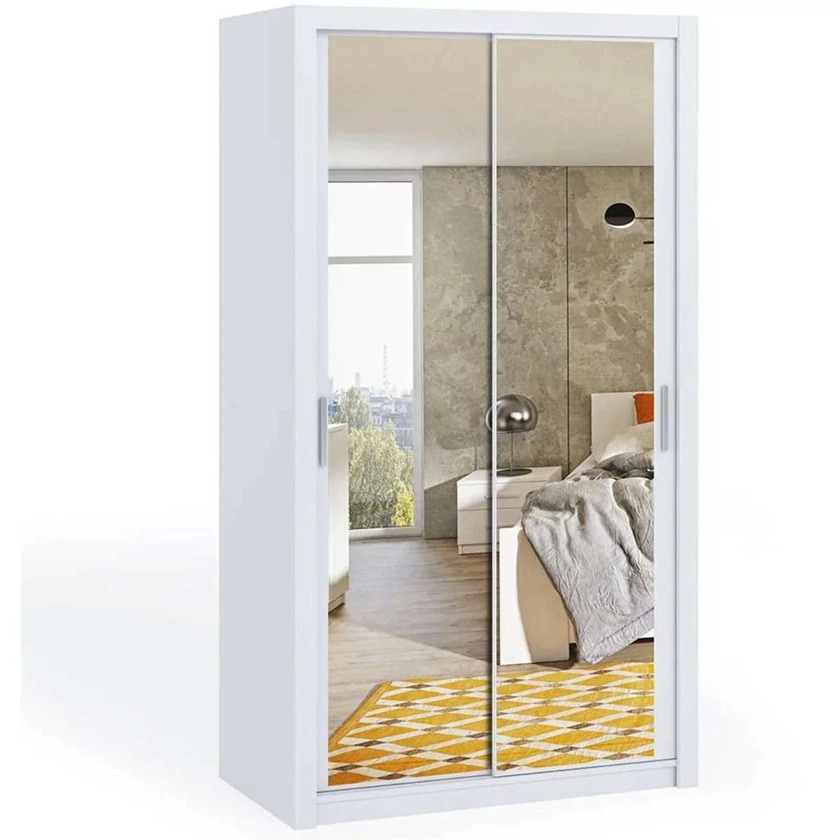 Bonito Sliding Door Wardrobe with Mirror - 120 Gold Oak