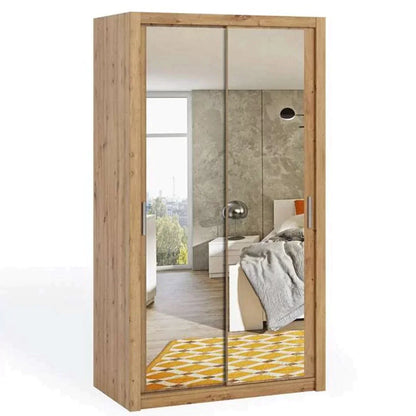 Bonito Sliding Door Wardrobe with Mirror - 120 Oak Artisan