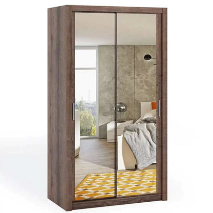 Bonito Sliding Door Wardrobe with Mirror - 120 Gold Oak