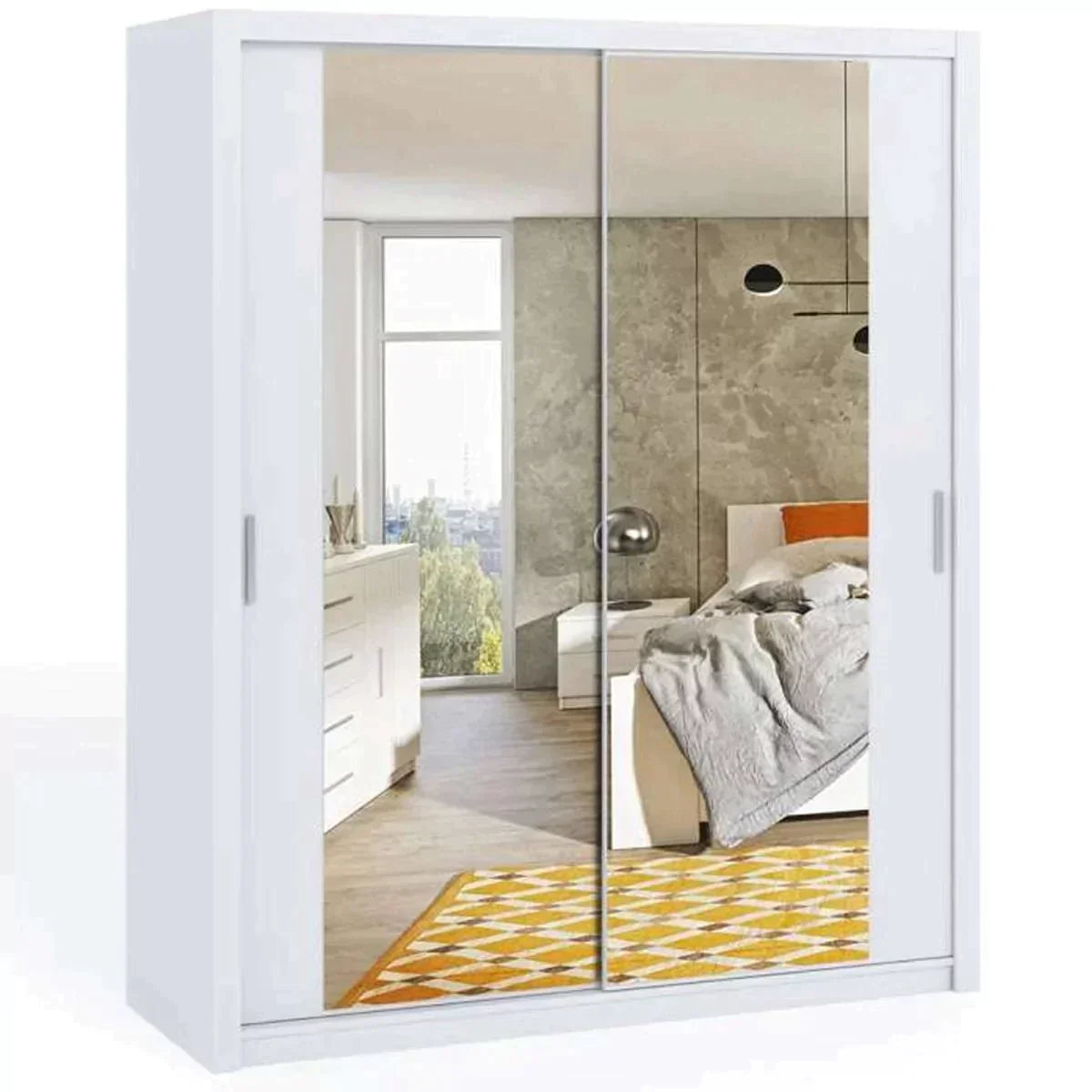 Bonito Sliding Door Wardrobe with Mirror - 180 White