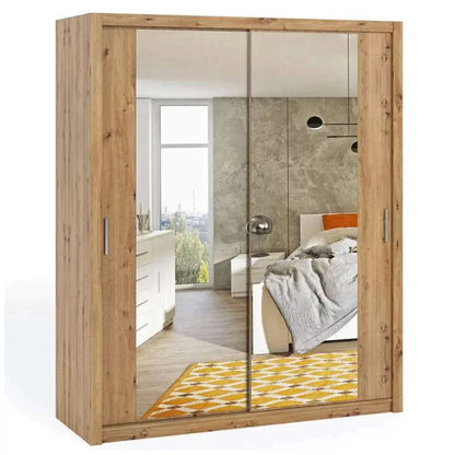 Bonito Sliding Door Wardrobe with Mirror - 180 Oak Monastery