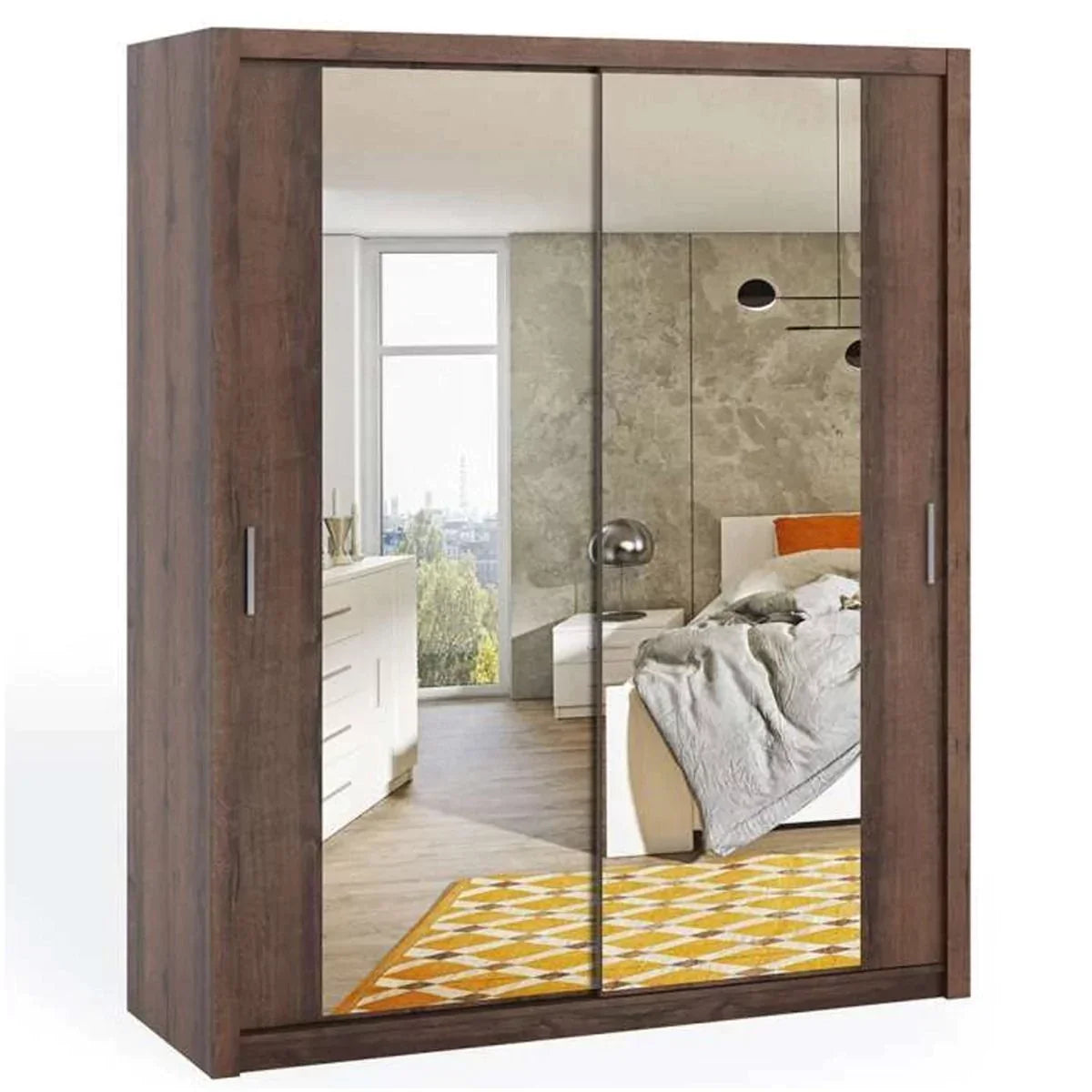 Bonito Sliding Door Wardrobe with Mirror - 180 White