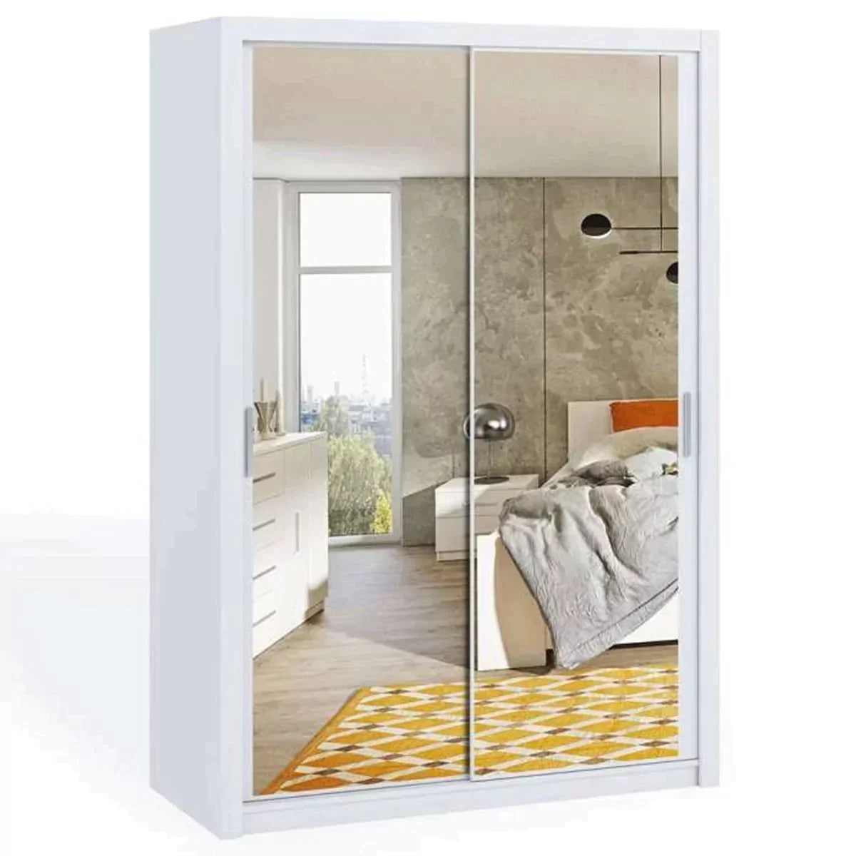 Bonito Sliding Door Wardrobe with Mirror - 150 White