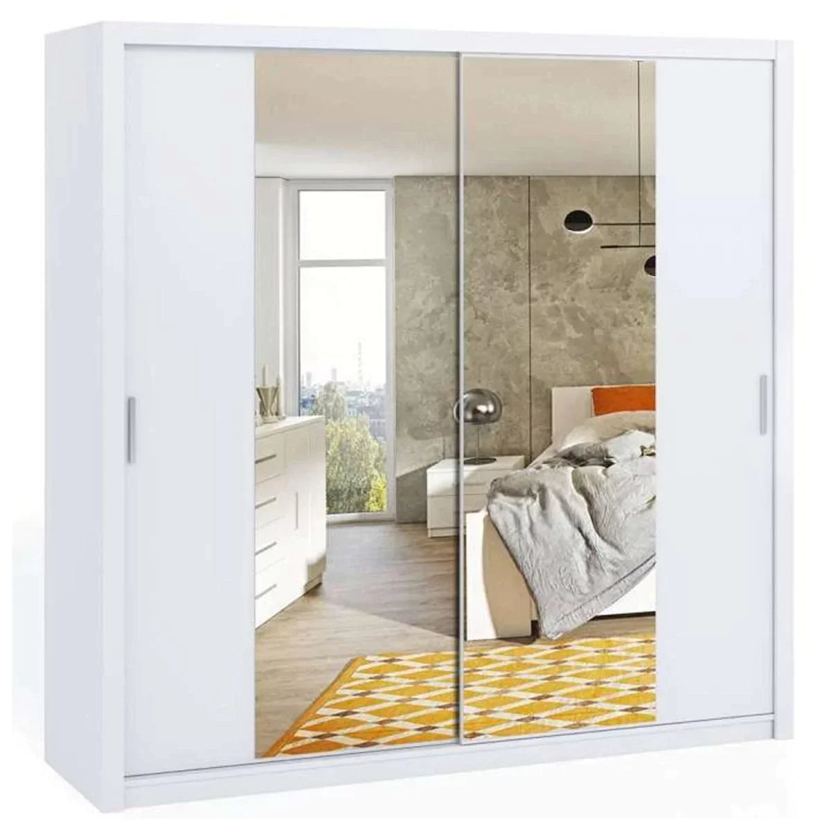 Bonito Sliding Door Wardrobe with Mirror - 220 Gold Oak