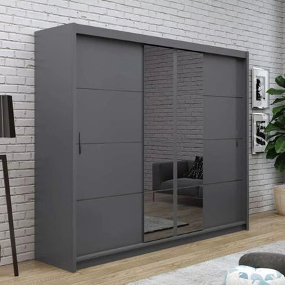 Charnwood Sliding Door Wardrobe Graphite with Glass - 250cm