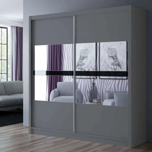 Trafford Sliding Door 203cm Wardrobe with Mirror - Graphite