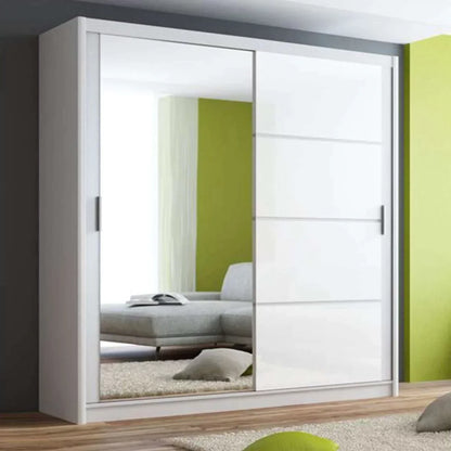 Highland Sliding Door Mirrored 203cm Wardrobe - White, Black