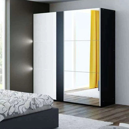 Canterbury Sliding Door Mirrored 200cm Wardrobe - Graphite, Black