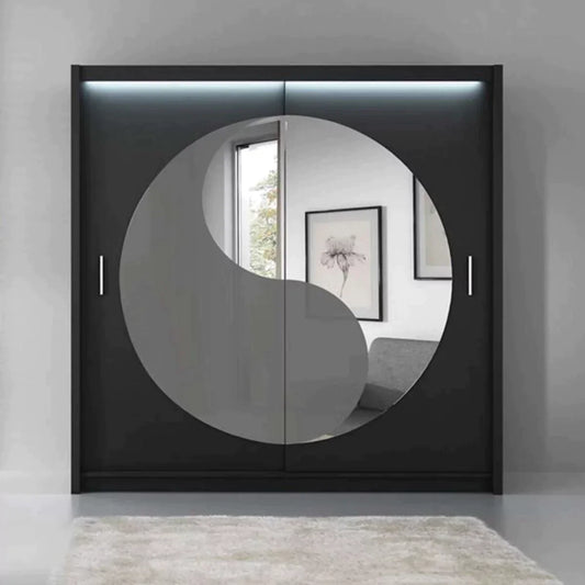 Northampton Sliding Door Mirror 203cm Wardrobe - Black