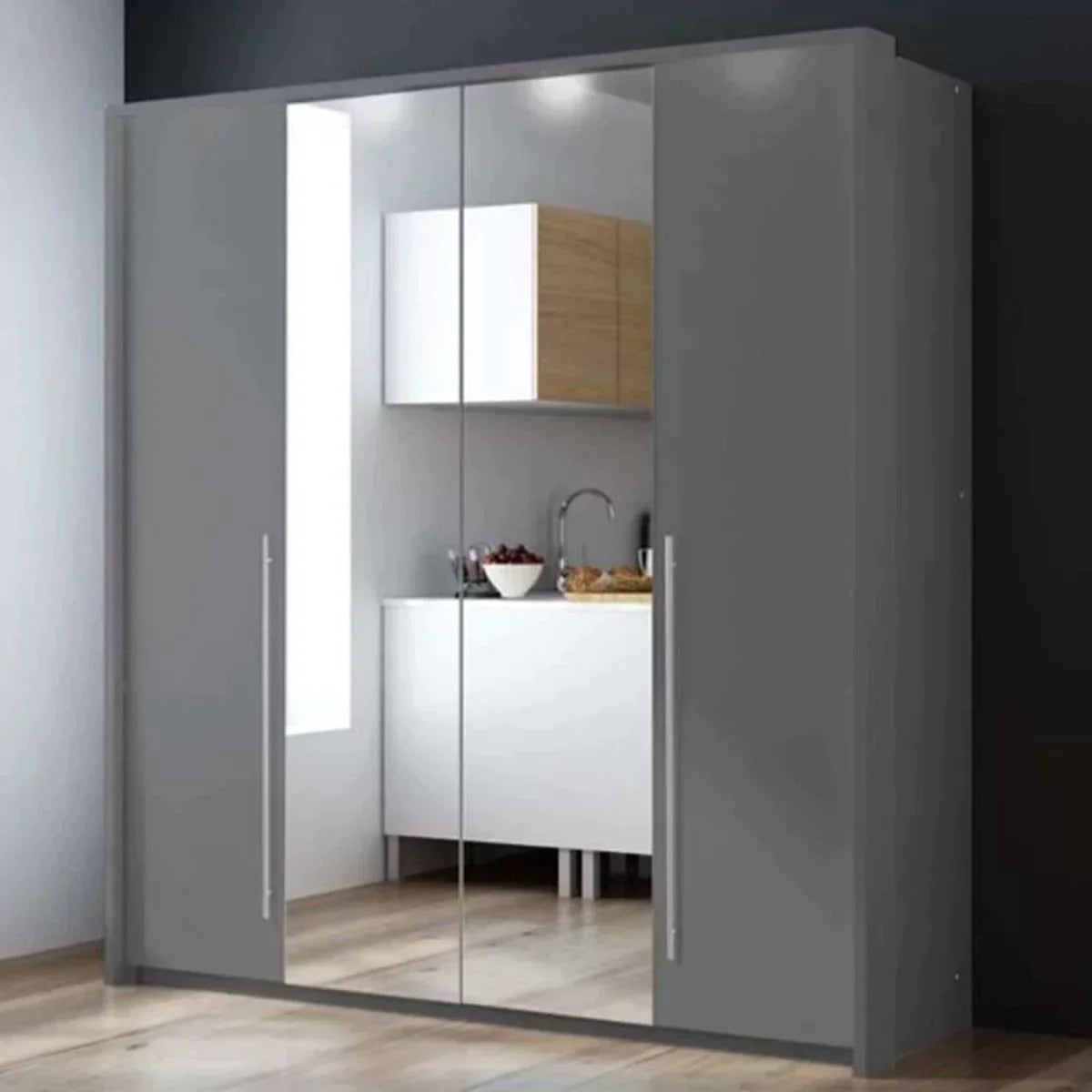 Kirklees Swinging Doors Wardrobe with Mirror - 210 White