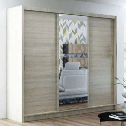 Somerset Sliding Door 250cm Wardrobe With Mirror - White