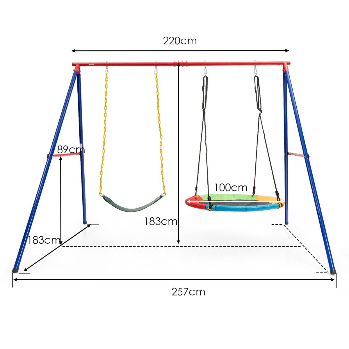 Kids Double Swing Set for Garden Playground (Without Swing Frame)