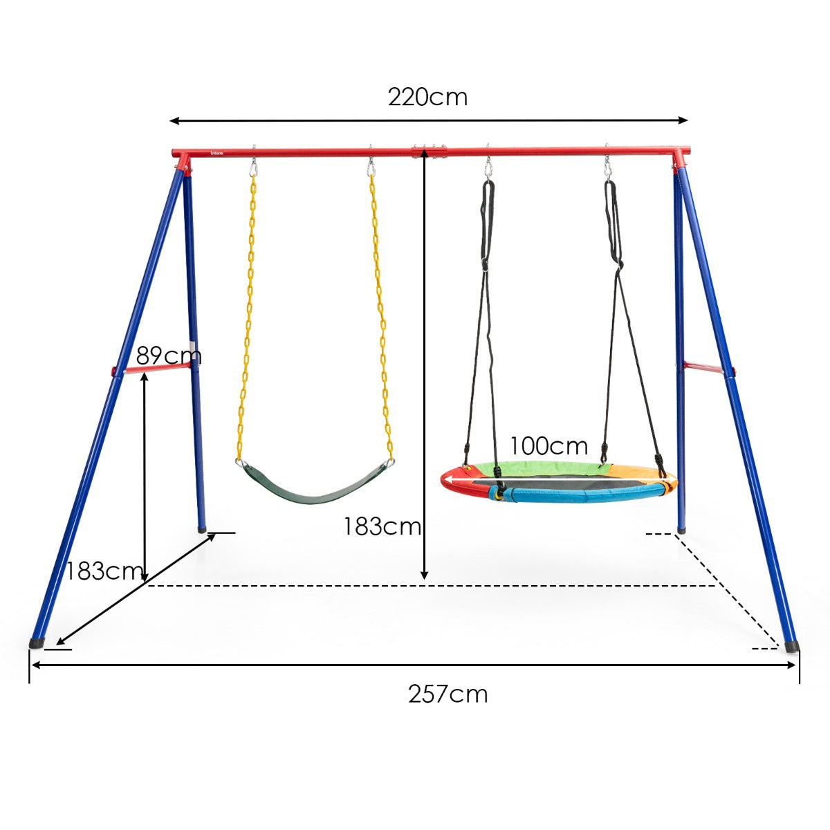 Kids Double Swing Set for Garden Playground (Without Swing Frame)