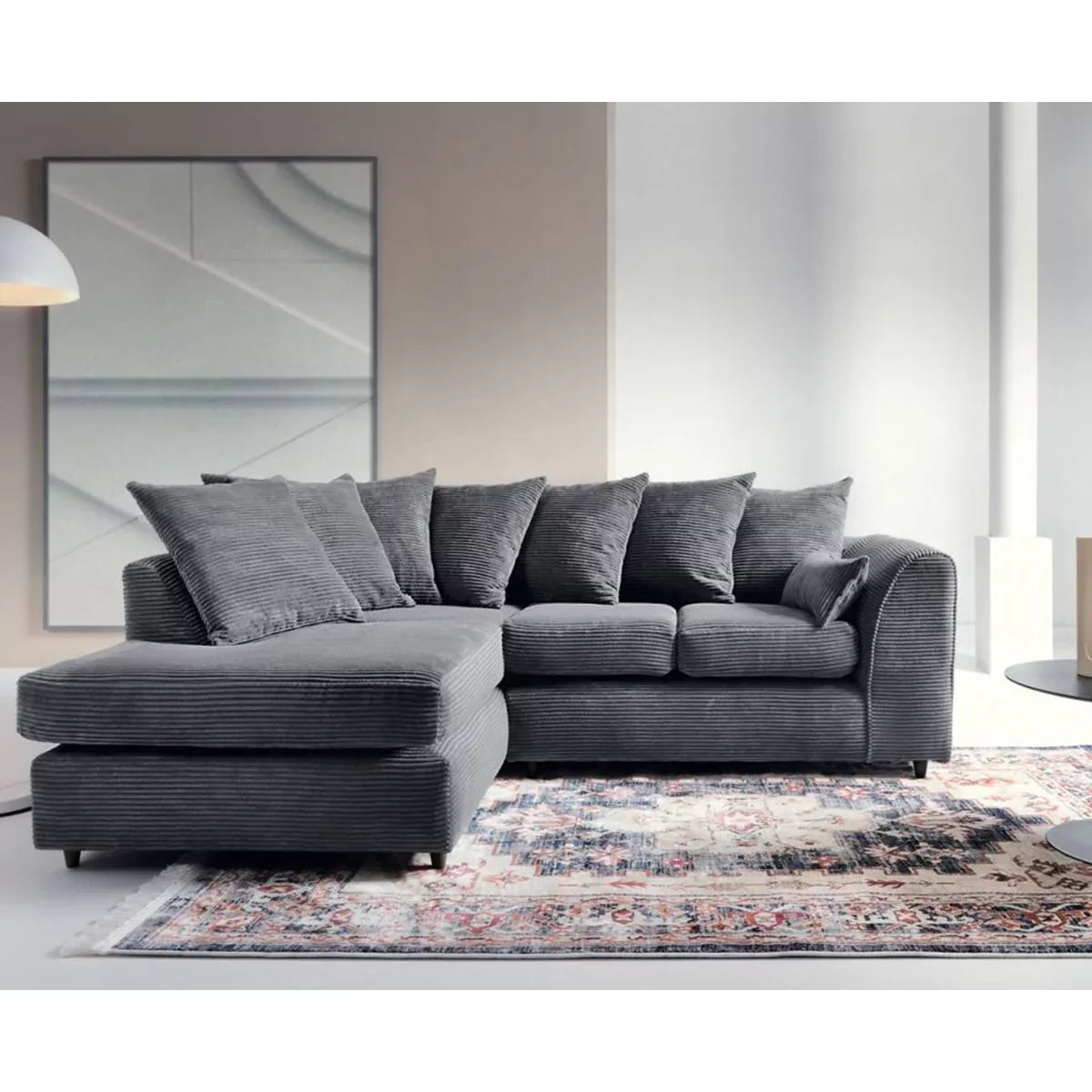 Jill Jumbo Corner Sofa - Grey-Left Facing