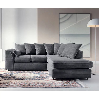 Jill Jumbo Corner Sofa - Grey-Right Facing