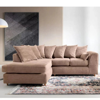 Jill Jumbo Corner Sofa - Brown-Left Facing