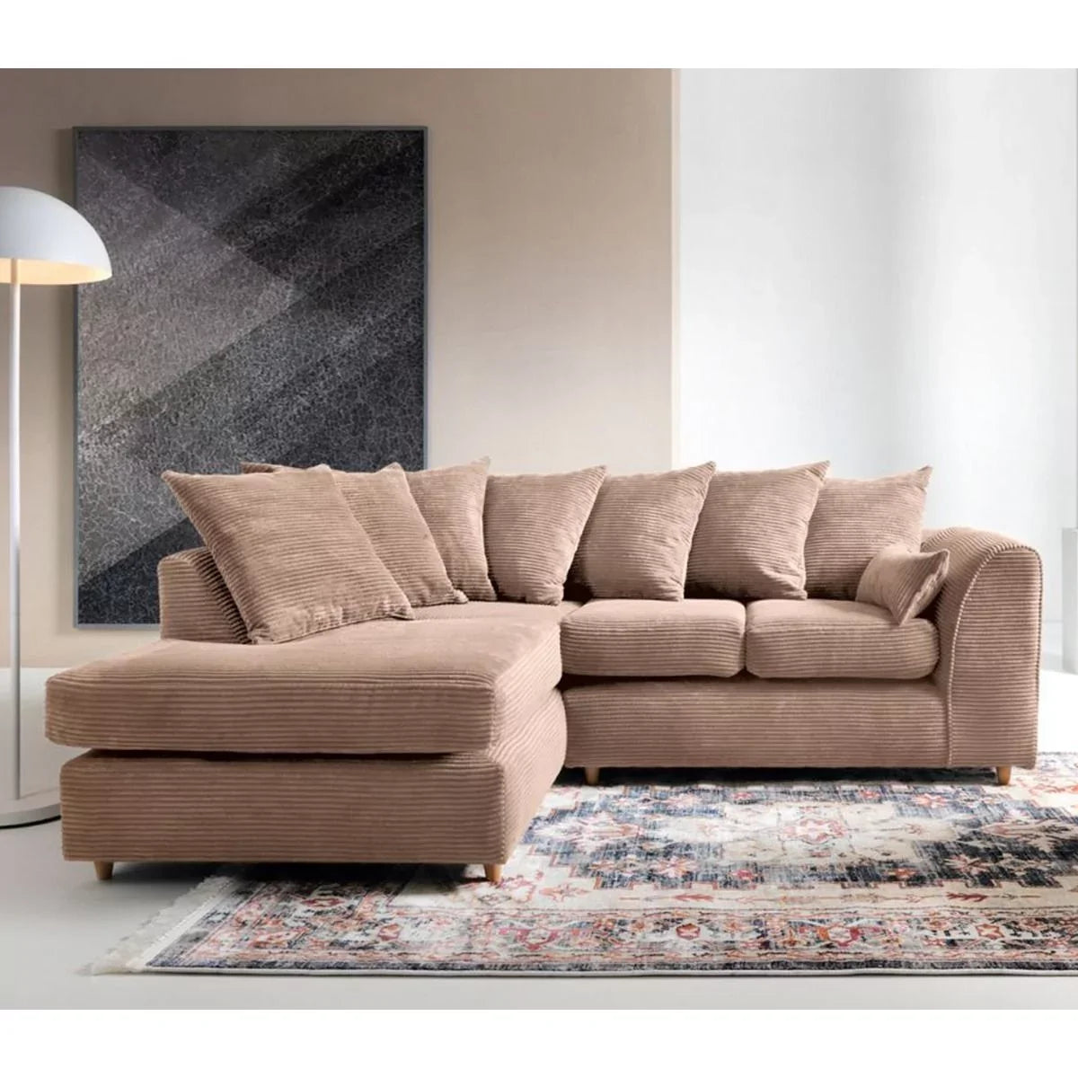 Jill Jumbo Corner Sofa - Brown-Left Facing