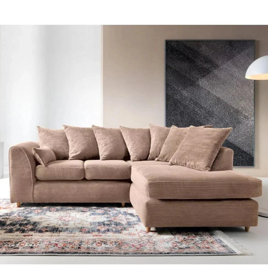 Jill Jumbo Corner Sofa - Brown-Right Facing