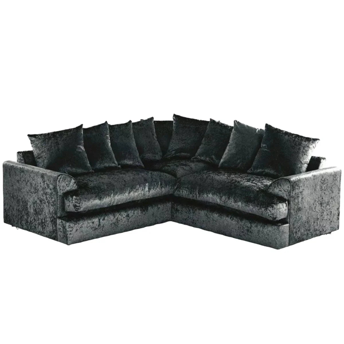 Classic Design Crushed Velvet Corner Sofa - Black