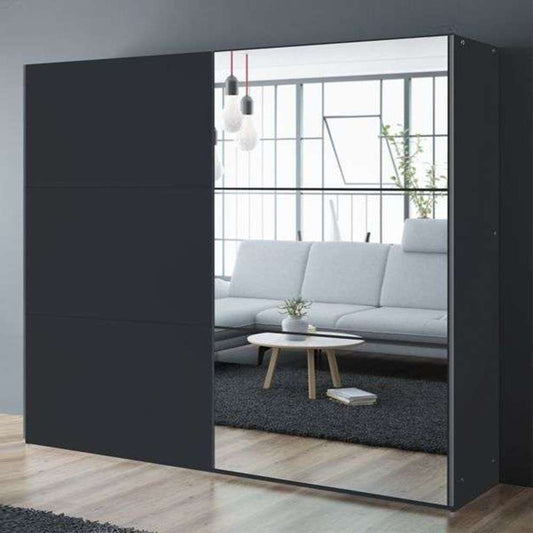 Black Mirrored Sliding Door Wardrobe 250cm – OXFORD