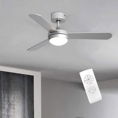 Silver 3 Blade Ceiling Fan with LED Lamp & Remote Control 42Inch
