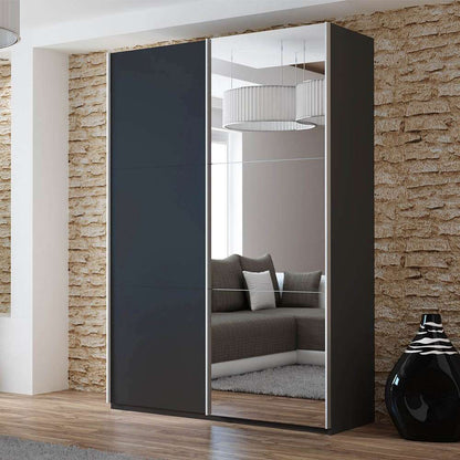 Black Mirrored Sliding Door Wardrobe 150cm – OXFORD