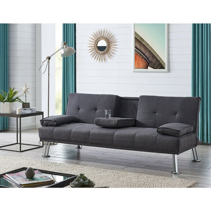 Modern Cup holder Sofa Bed - Charcoal