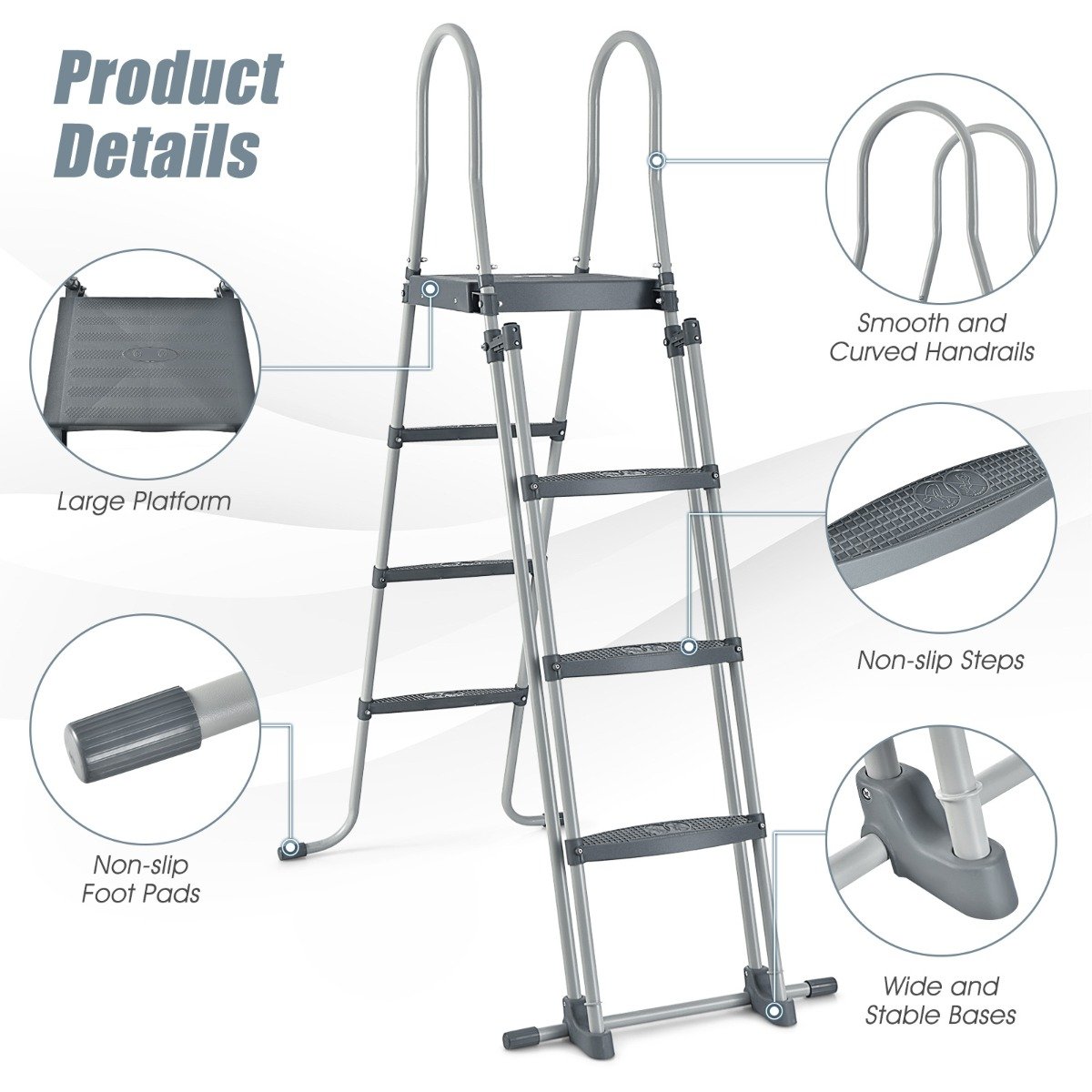 Above Ground Pool Ladder with Removable Steps for 122 CM Wall Height
