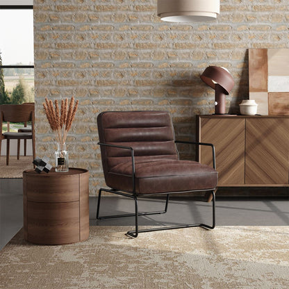 Retro Style PU leather Upholstered Armchair Metal Base Office Chair